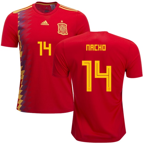 Spain #14 Nacho Home Soccer Country Jersey - Click Image to Close